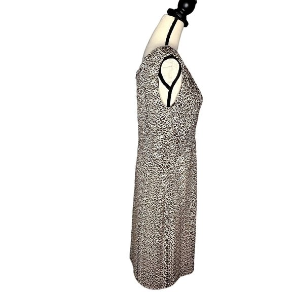 Adrianna Papell Tan Black Print Sleeveless V-Neck Tiered Knee Length Dress Sz 14 - Picture 3 of 9